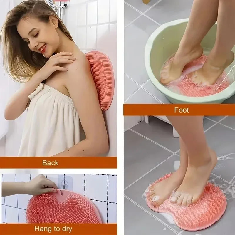 brosse douche exfoliante silicone bleu rose gris moderne respectueux environnement suction cup