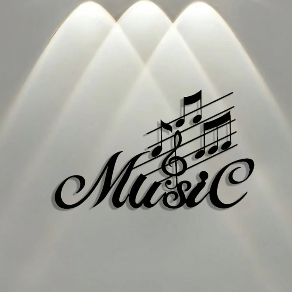 décoration murale music note cursive 3d moderne noir blanc chambre salon