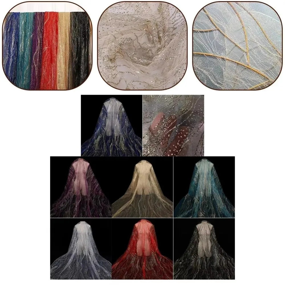 voile tulle transparent sequins élégant rouge blanc bleu vert polyester occasionnelle