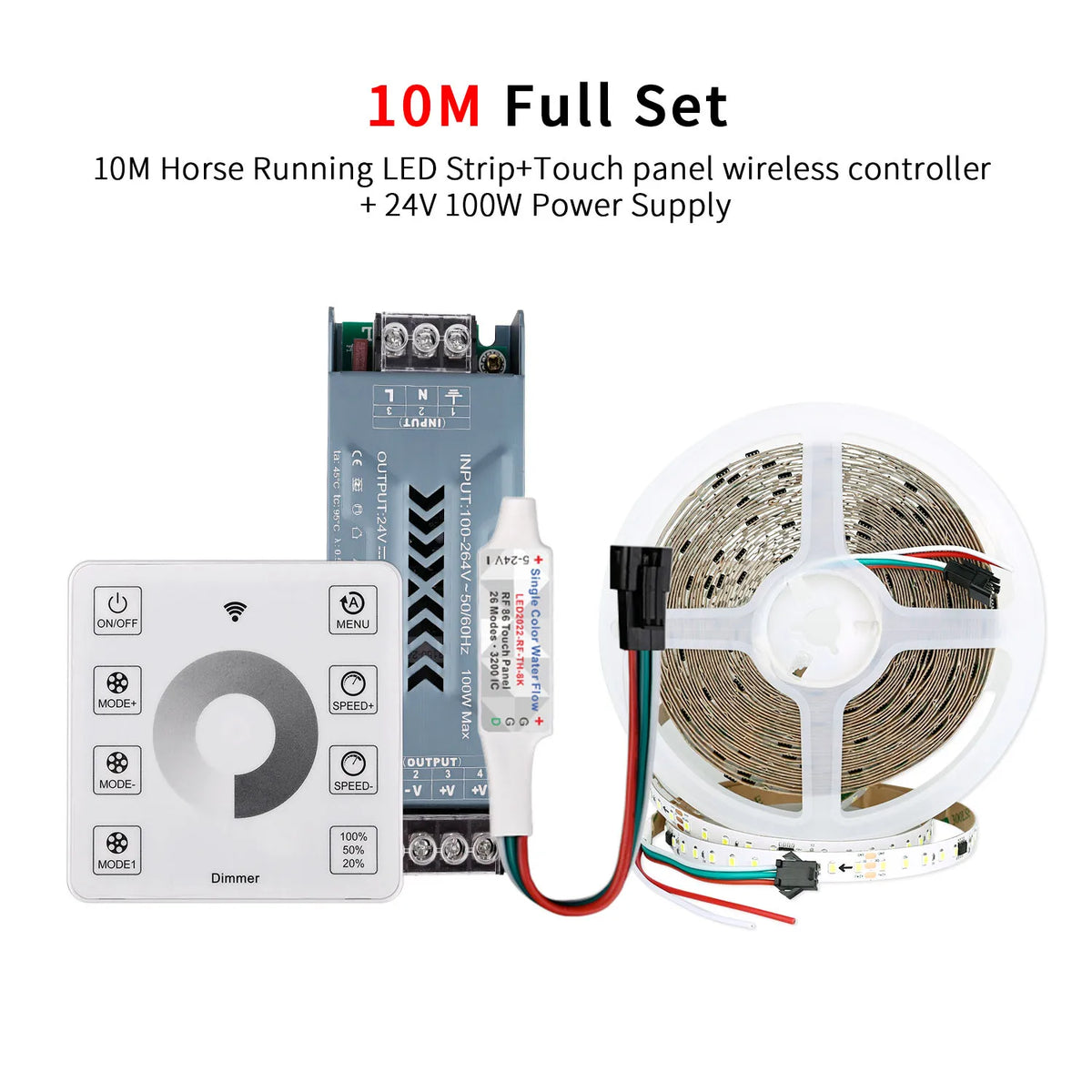 ruban led blanc 120 diodes adhésif contrôleur rf adaptateur alimentation 24v moderne