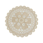 serviettes table brodées fleurées vintage romantique beige blanc marron clair tasse soucoupe cuillère