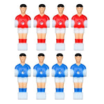 figurines joueurs football table footsball rouge bleu uniforme sport stylisées fixations tronc