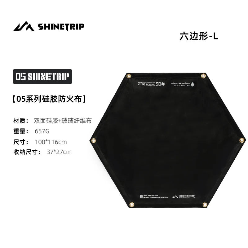 tapis sol résistant feu barbecue plein air isolant double face hexagonal noir métalliques
