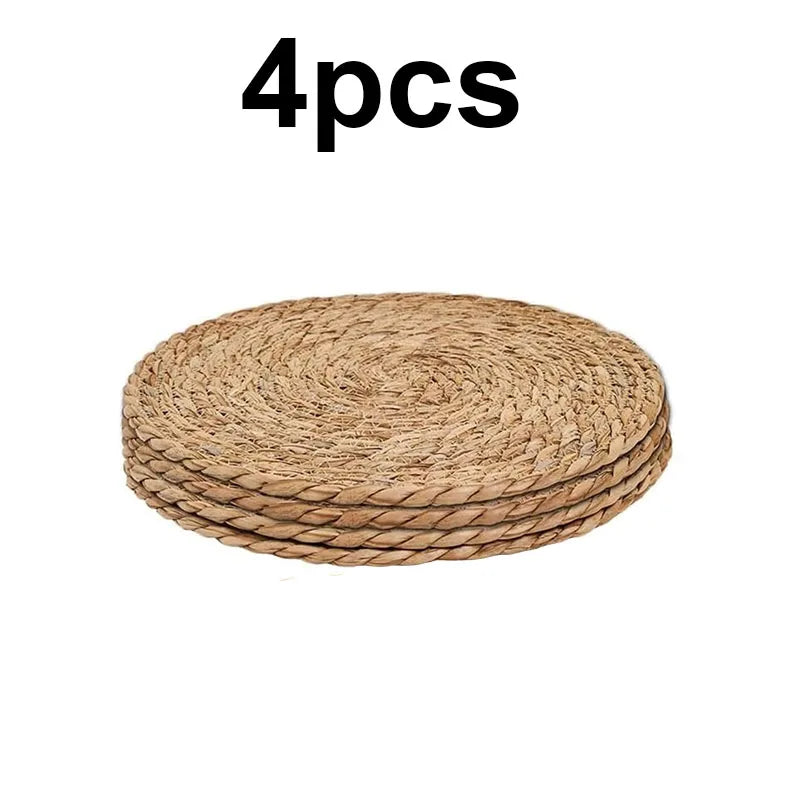 tapis table ronde tressée rustique naturelle bohème 12 pouces set 12 pièces farmhouse decoration