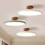 plafonnier moderne rond vert beige marron lisse opaqué télécommande led 40cm 50cm lumière chaude