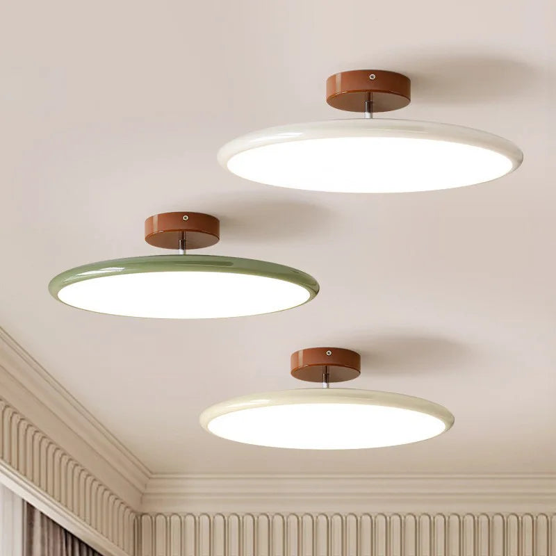 plafonnier moderne rond vert beige marron lisse opaqué télécommande led 40cm 50cm lumière chaude