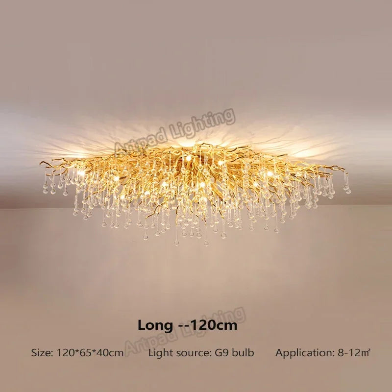 plafonnier led moderne cristaux transparents argentés élégants éclairage intérieur nordique suspension