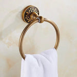 porte serviettes mural bronze floral classique vis fixations bain hygiène produits cosmétiques flacons