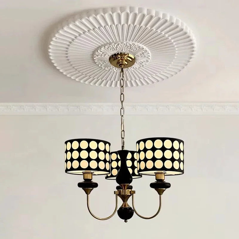 lustre moderne élégant pois doré noir suspension salon restaurant led câbles trois têtes