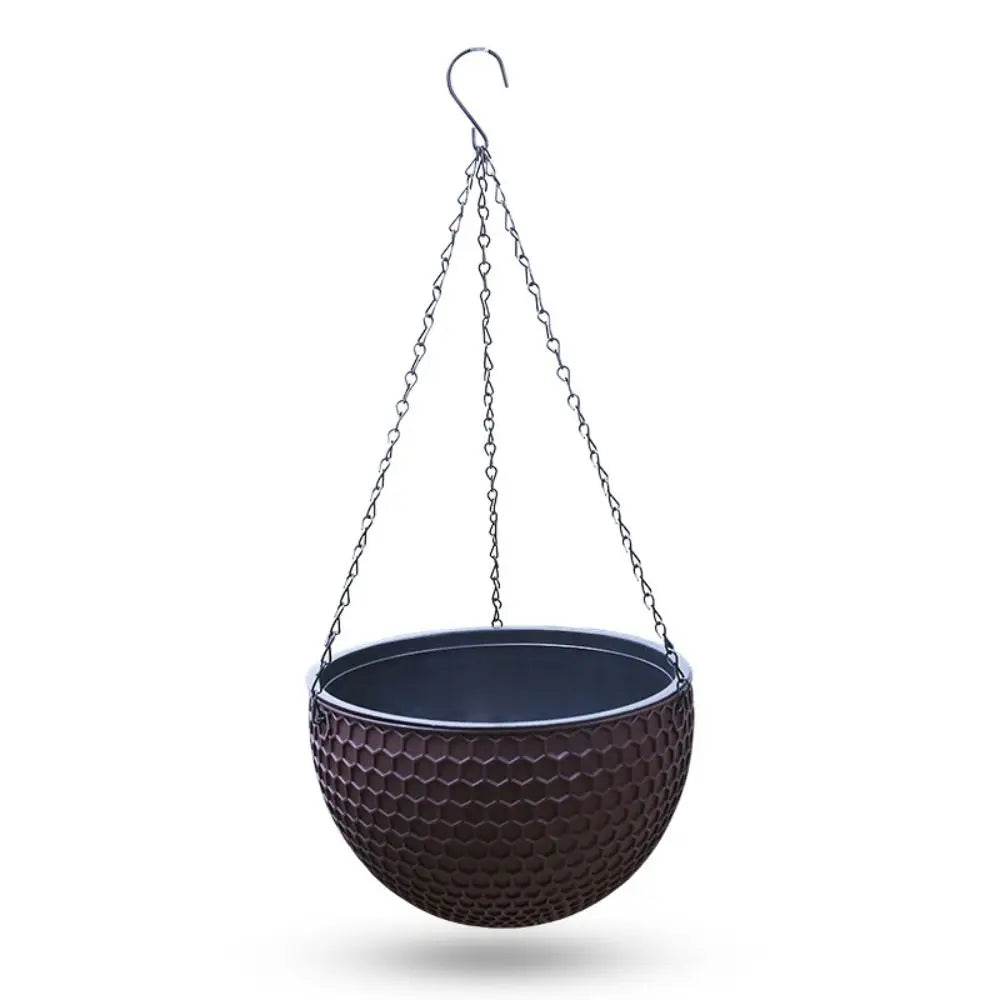 cache pot suspendu moderne hexagonal noir blanc orange gris chaîne métallique
