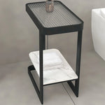 table salle bain moderne métal blanc texture grille gris marbre