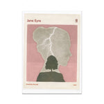 Une illustration en couleur représentant le personnage principal du roman "Jane Eyre" de Charlotte Brontë, montrant le profil d'une silhouette avec un arbre comme élément central.