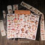 autocollants champignons vintage rouges beiges marrons scrapbooking craft diy stickers opaques