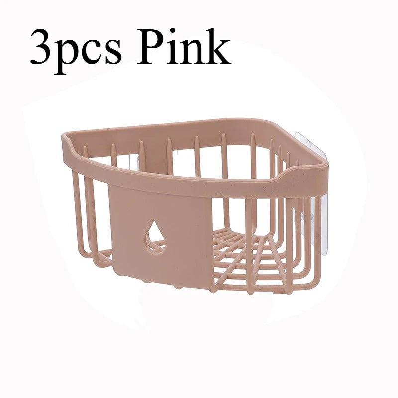 étagère rangement moderne rose pâle support mural adhésif simple structure mailles