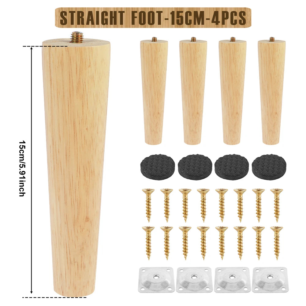 pieds meubles bois massif moderne 8cm 15cm 20cm 25cm vis plaques montage