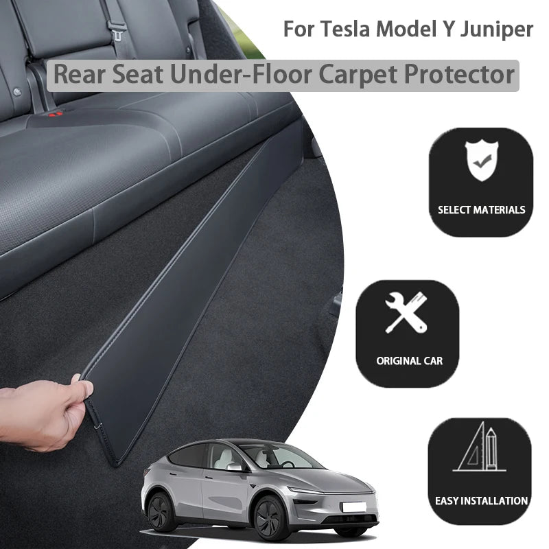 protège sol arrière tesla model juniper microfibre cuir synthétique noir velcro deux pièces moderne