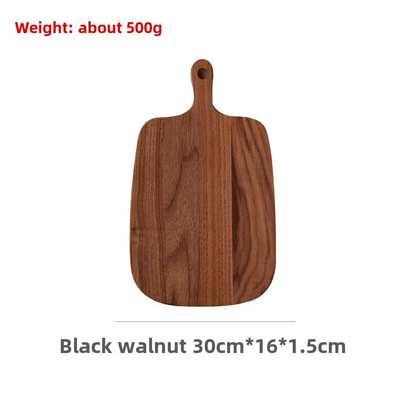 planche découper bois marron grain naturel moderne rustique poignée anneau double face respectueuse environnement