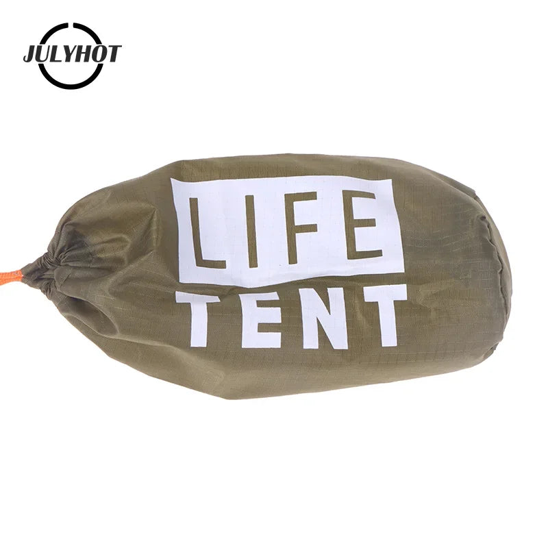 sac rangement tente pliante vert olive LIFE TENT impression blanc cordon serrage camping utilitaire