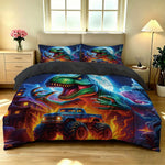 ensemble literie dinosaure bleu taies oreiller lit enfant fantastique graphique