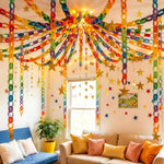 guirlande papier multicolore étoiles fêtes anniversaires mariages événements géométrique festive