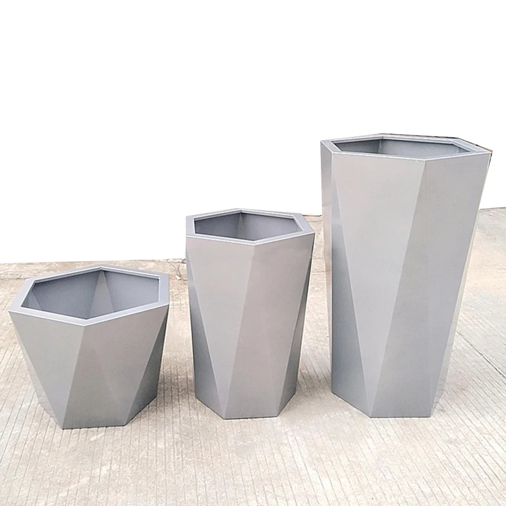 pot plantes contemporain gris beige noir facettes géométriques intérieur extérieur