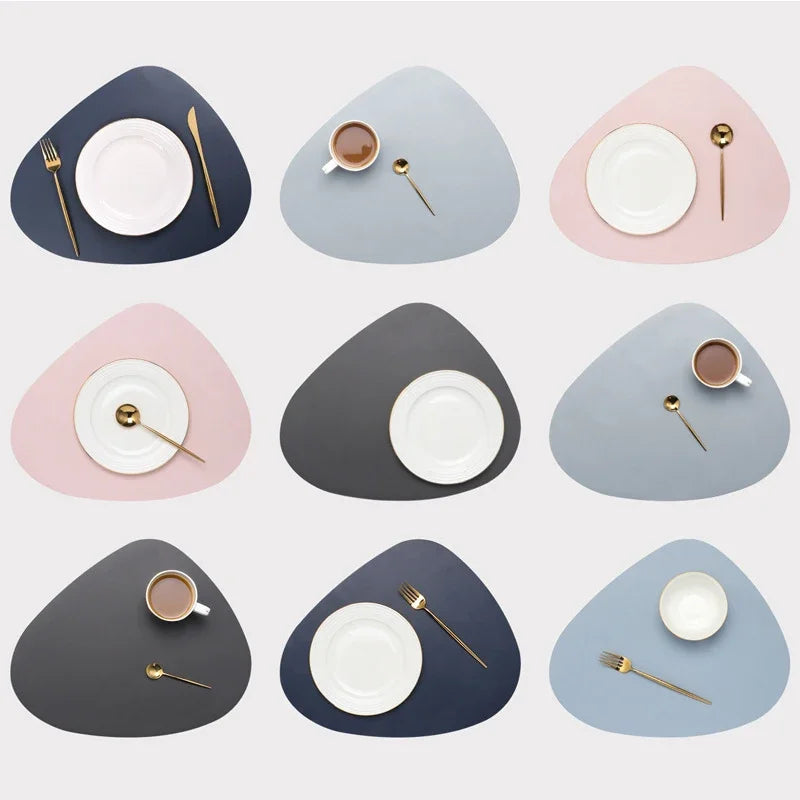 tapis table moderne cuir synthétique imperméable cuisine repas couleur grise