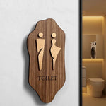 signage toilettes bois moderne panneau wc hommes femmes texte toilet men women 20x10cm