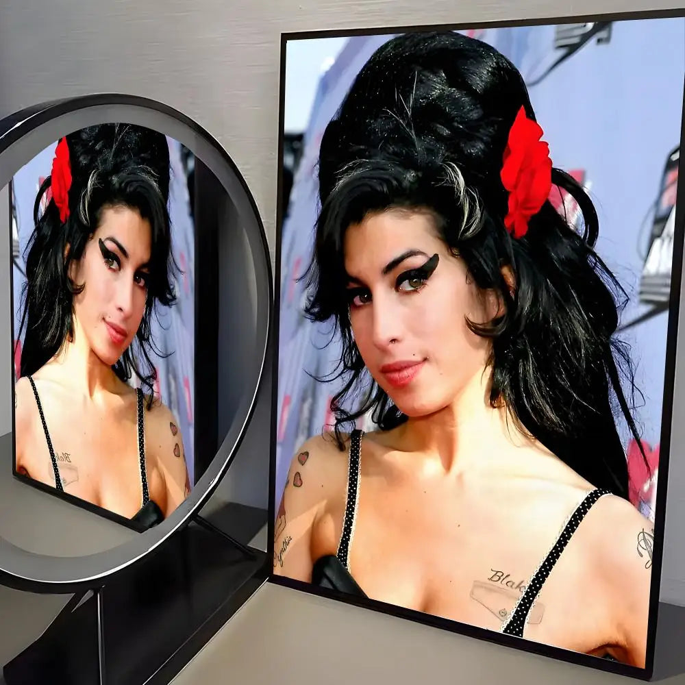 affiches aamy winehouse noir blanc cadres muraux decoration classique facile chambre college moderne pvc