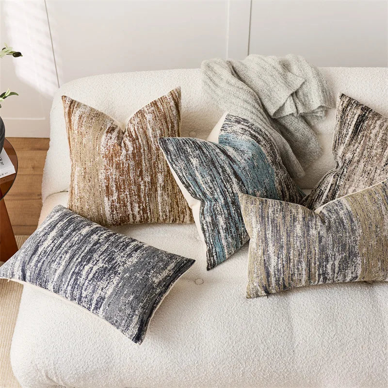 coussin décoratif carré texture rayée chenille coton polyester canapé lit salon maison moderne