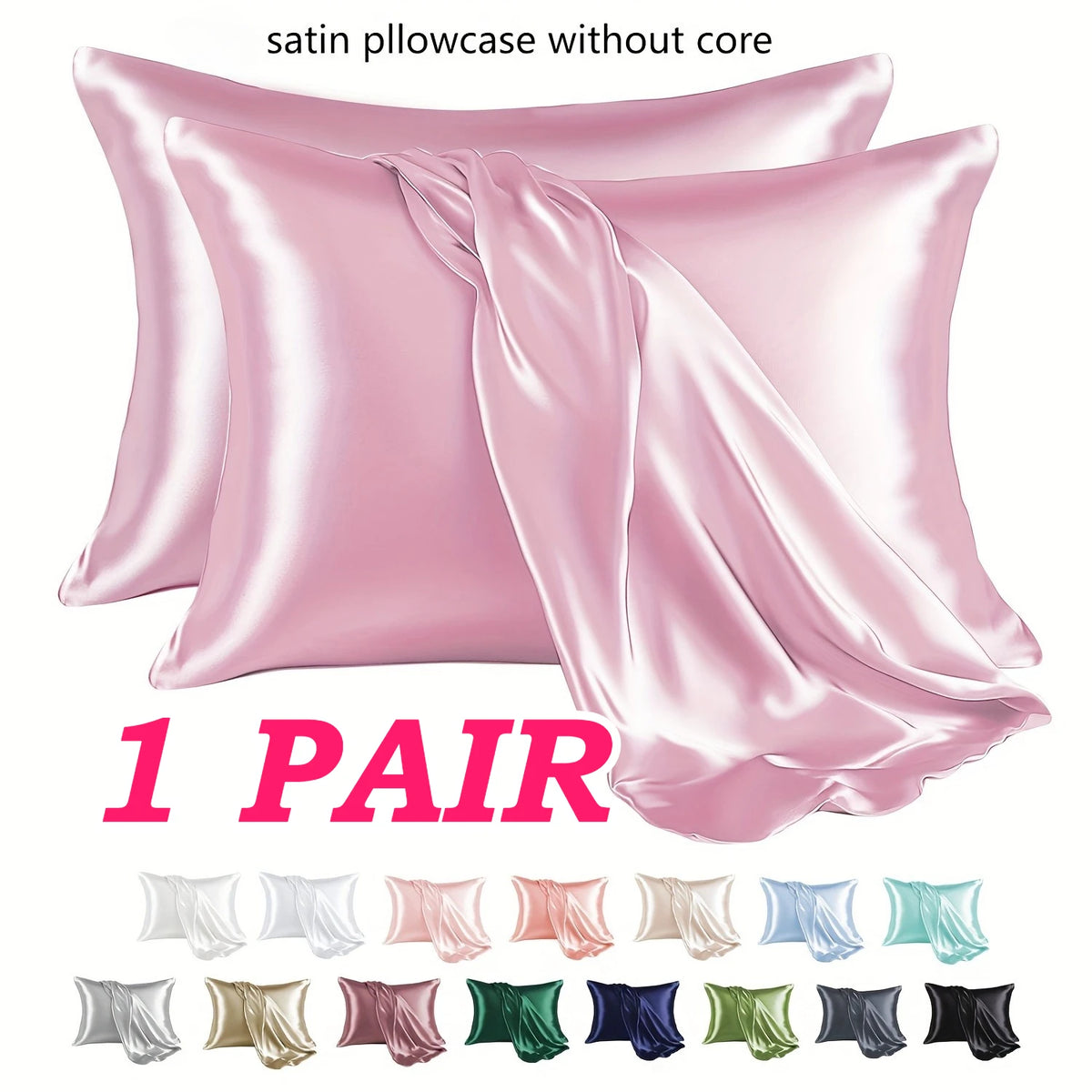 protège oreiller satiné moderne rose clair beige doré noir satin polyester enveloppe machine wash