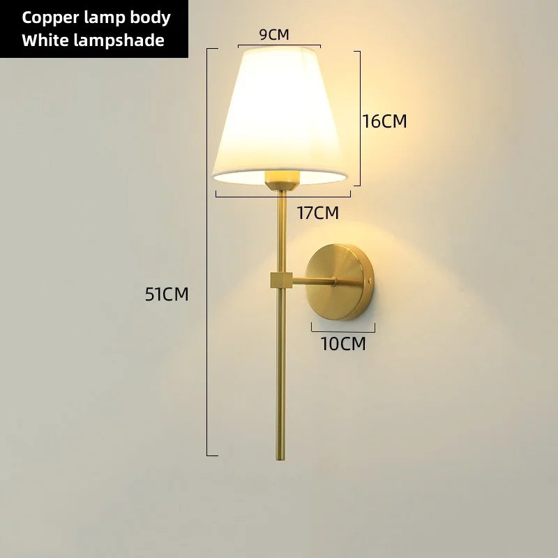 applique murale moderne or noir beige toile lin lampe abat jour