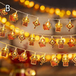 guirlande lumineuse chinoise festive lions poissons lanternes caractères rouges orange doré
