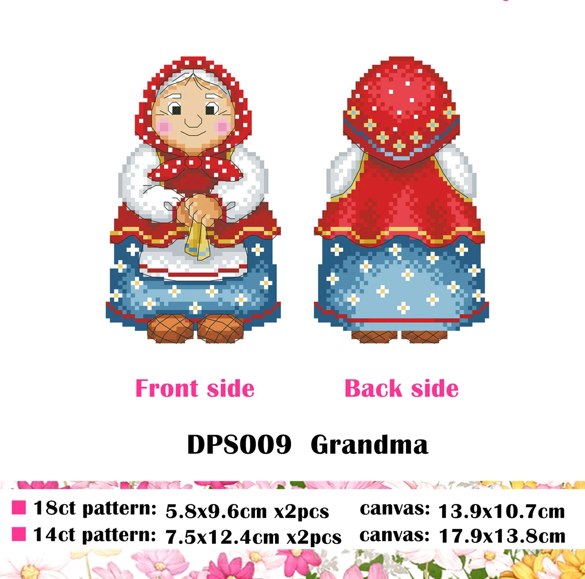 kit broderie motifs russes traditionnels fils coton carton grille taille peluche blanche plié plastique