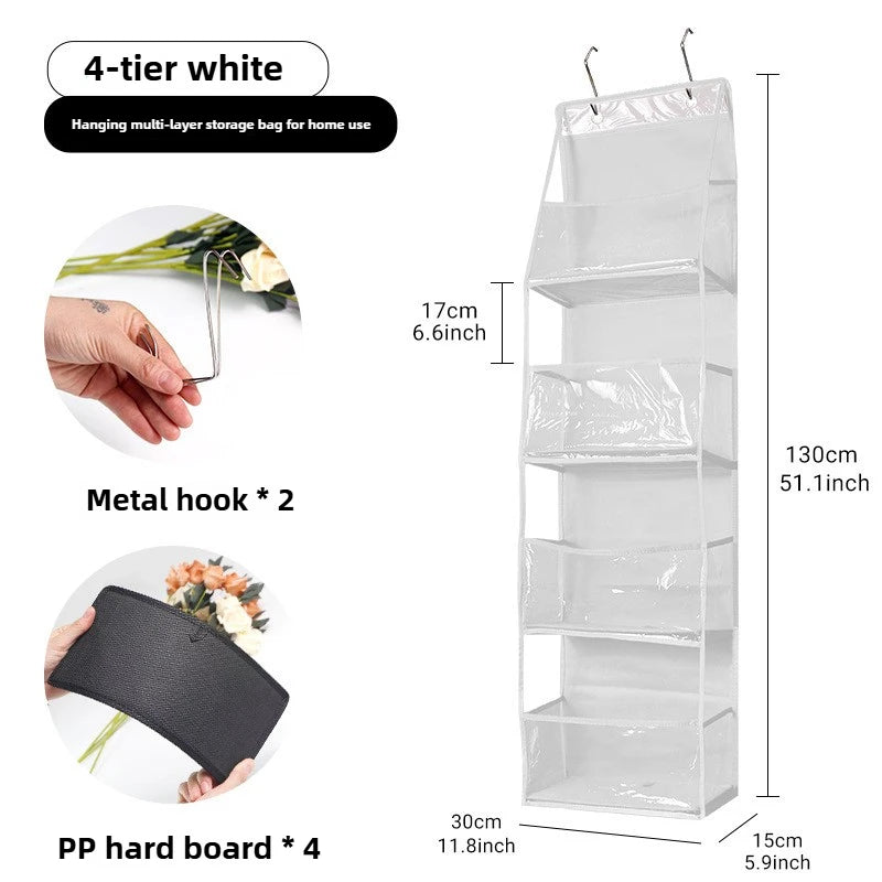 sac rangement suspendu gris maille pratique poches réutilisable porte chambre salle bain