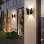 lampe murale solaire led papillon moderne noir doré extérieure adhésive ip44 rechargeable 2lumieres