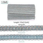 ruban tressé polyester doré tissage géométrique texturé 15mm large 12m longueur