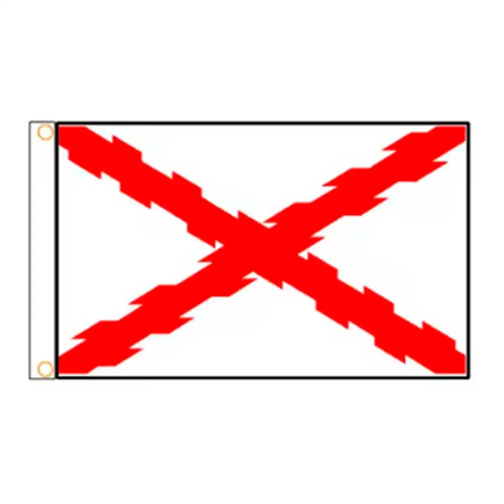 drapeau espagnol rouge blanc super tex polyester superieur classique rayures diagonales croix blanche dorés
