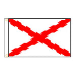 drapeau espagnol rouge blanc super tex polyester superieur classique rayures diagonales croix blanche dorés