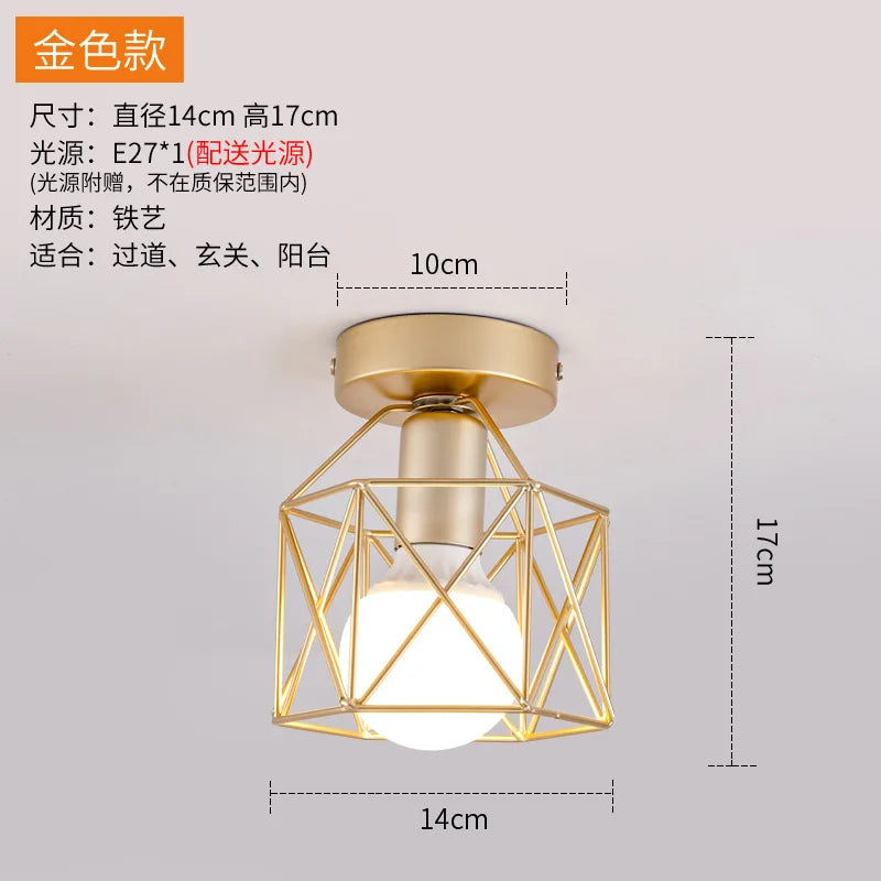 Lampe moderne or noir cage géométrique métal éclairage quotidien led 7w 249 2000lm