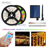 ruban led solaire ip67 waterproof 5m multicolore télécommande moderne extérieur noël