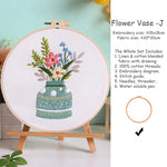 kit broderie fleurs vases multicolore traditionnel anneaux bois guide couture aiguilles fil coton