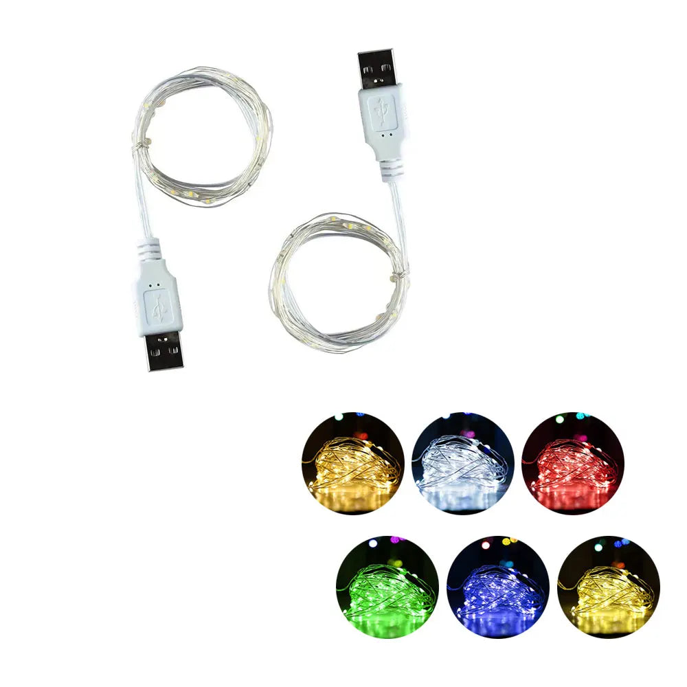 guirlande lumineuse led fil cuivre imperméable 1m 2m 3m multicolore blanc moderne festive mariage