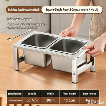 support rangement condiments acier inoxydable pots carrés distributeur thé lait confiture cuisine professionnel