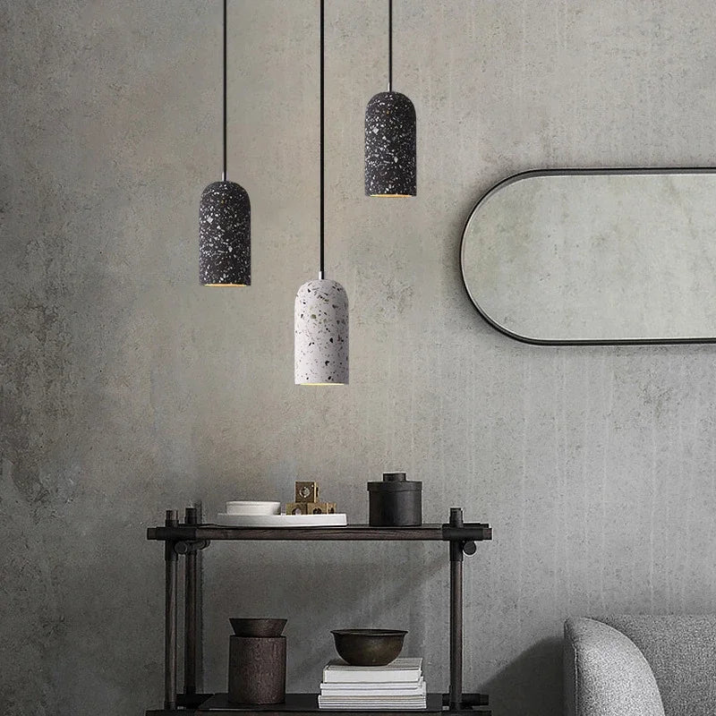 Suspension lumineuse moderne pierre bleue noire rose blanc 180cm haute E27