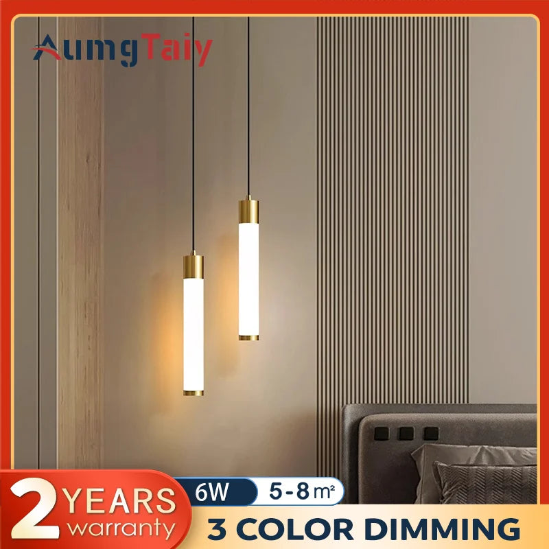 lampe suspendue moderne blanche dorée minimaliste salon chambre éclairage deux sources lumineuses