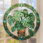 panneau suspendu multicolore acrylique mosaïque artisanal fleurs vases décoration extérieure fête ornement