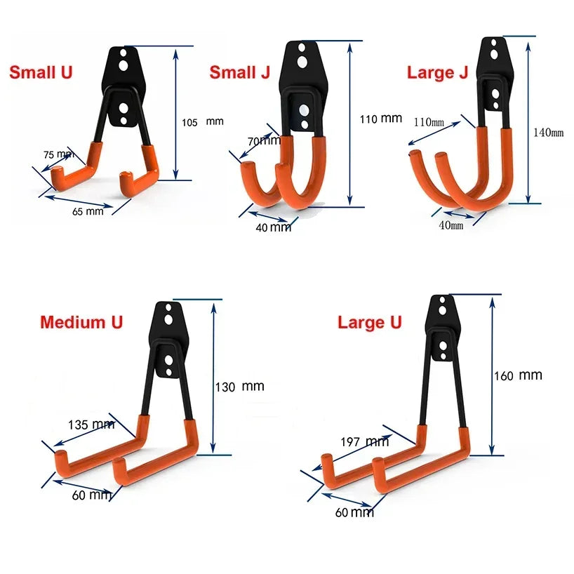 crochet mural acier robuste noir orange multiple utilisation garage salle bain jardinoutil hanger