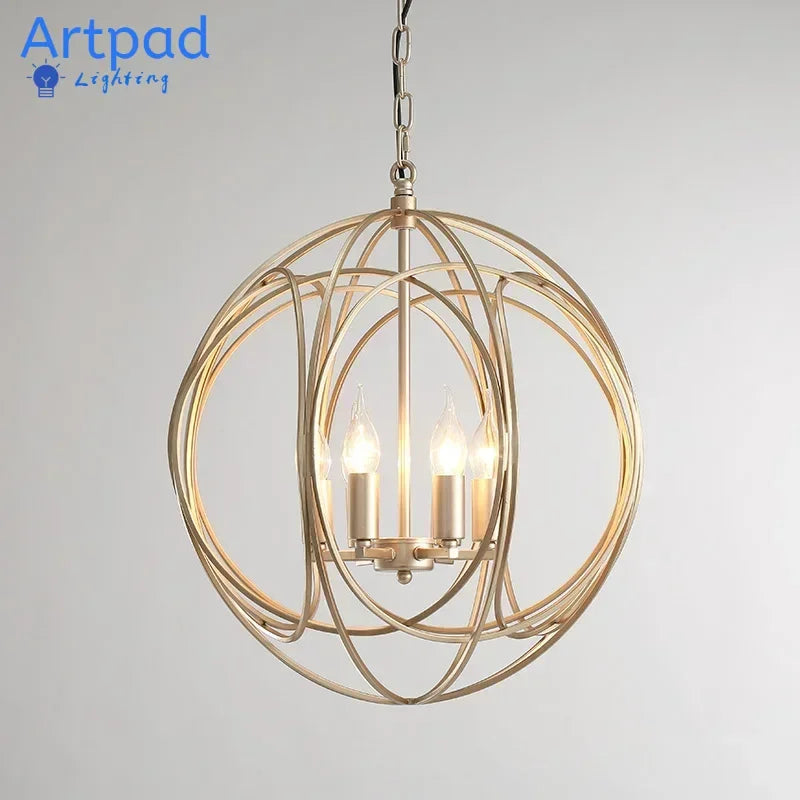 Suspension lumineuse moderne dorée anneaux métalliques 4000k 90 260V