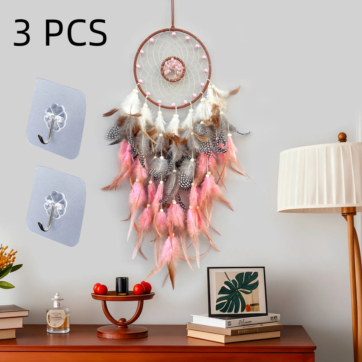 attrape rêves boho chic plumes multicolore bleu rouge gris orange salon chambre