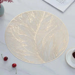 tapis table moderne élégants feuilles stylisées blanc doré respectueux environnement 4pcs